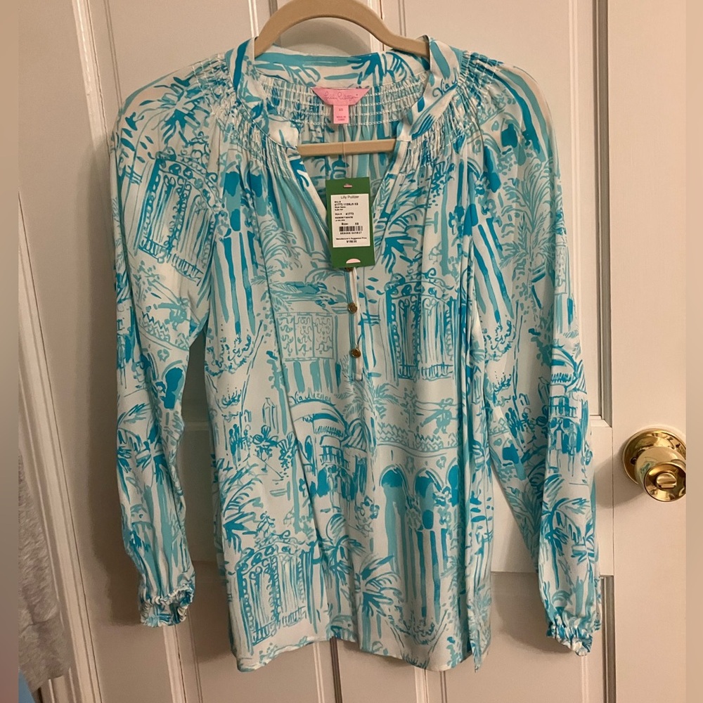 NWT Lilly Pulitzer Elsa Top resort White La Via Loca Blouse